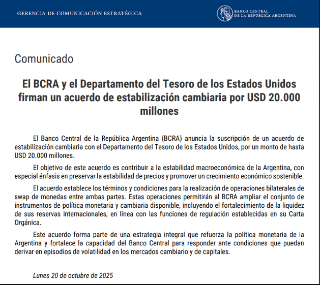 EcoGross's tweet photo. Se oficializa el SWAP por 20.000 Musd entre el BCRA y el Tesoro de EEUU https://t.co/KbzmNX7Cg8