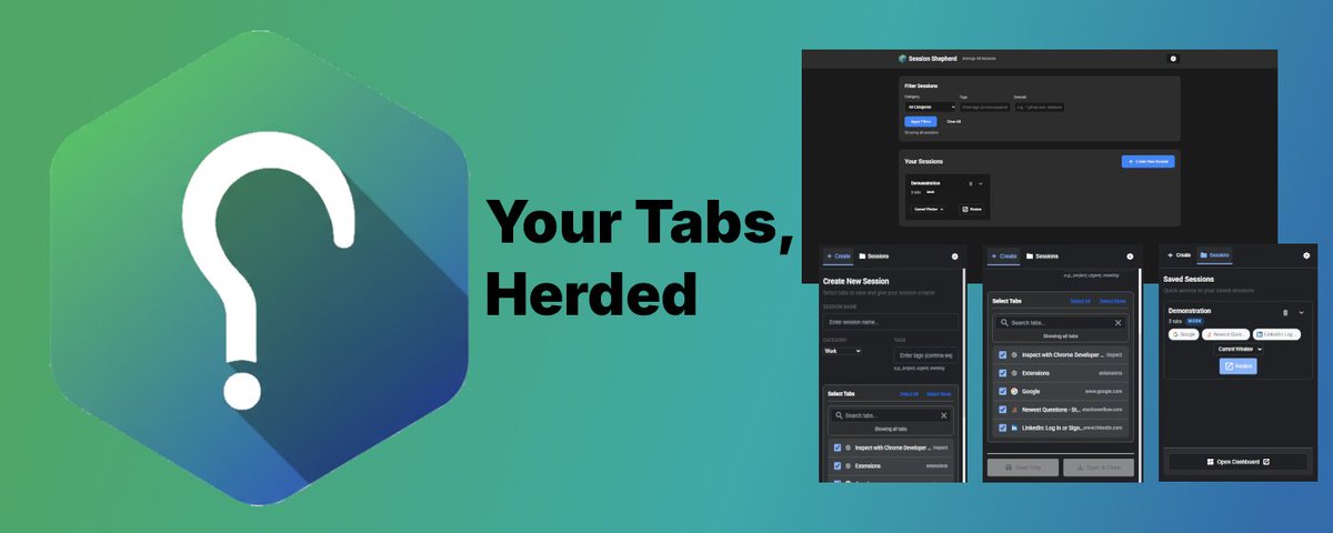 mikewhob's tweet image. My browser was a fucking mess, so I built a better tab manager.
Introducing Session Shepherd: a beautiful, fast, and 100% private session manager for Chrome.
Your tabs, herded.
Get it free on the Chrome Web Store: chrome.google.com/webstore/detai…
#ChromeExtension #Productivity #Developer