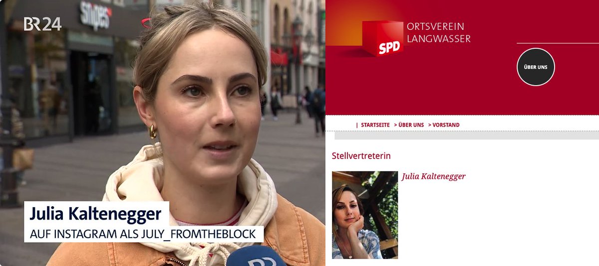 Im BR spricht eine Instagram-Nutzerin über einen Verdi-Flashmob.  Dass sie eine SPDlerin ist, erfahren die Zuschauer nicht.