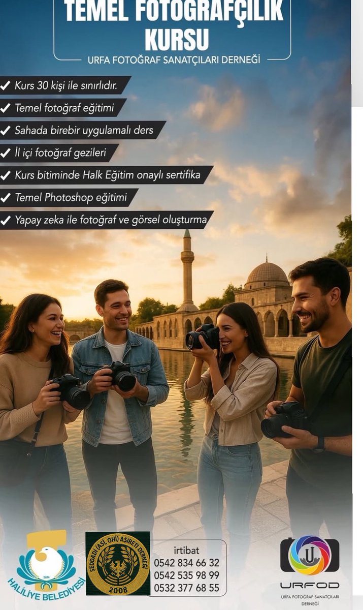 2️⃣

Belediye ve Halk Egitim
üzerinden verecegimiz egitim sonucu kursa katilanlara Halk
Egitim üzerinden egitim sertifikasi verilecektir.
Egitim süresi 6 ay olup her hafta Carsamba aksamlari teori ders ve cumartesi günleri de sahada pratik egitim verilecektir .
Yusuf Çadırcı