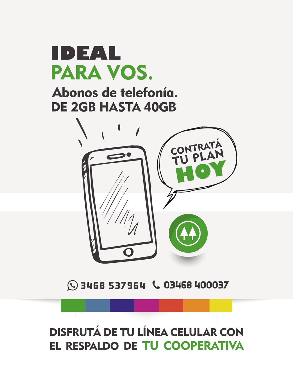 islaverdecoop's tweet image. 📱✨ ¡Ideal para vos!
Conectate como quieras y elegí el abono de telefonía celular que mejor se adapte a tu día a día: 2GB • 4GB • 7GB • 10GB • 20GB • 40GB

🚀 Contratá tu plan hoy y disfrutá de tu línea celular con el respaldo, la cercanía y la confianza de tu Cooperativa.