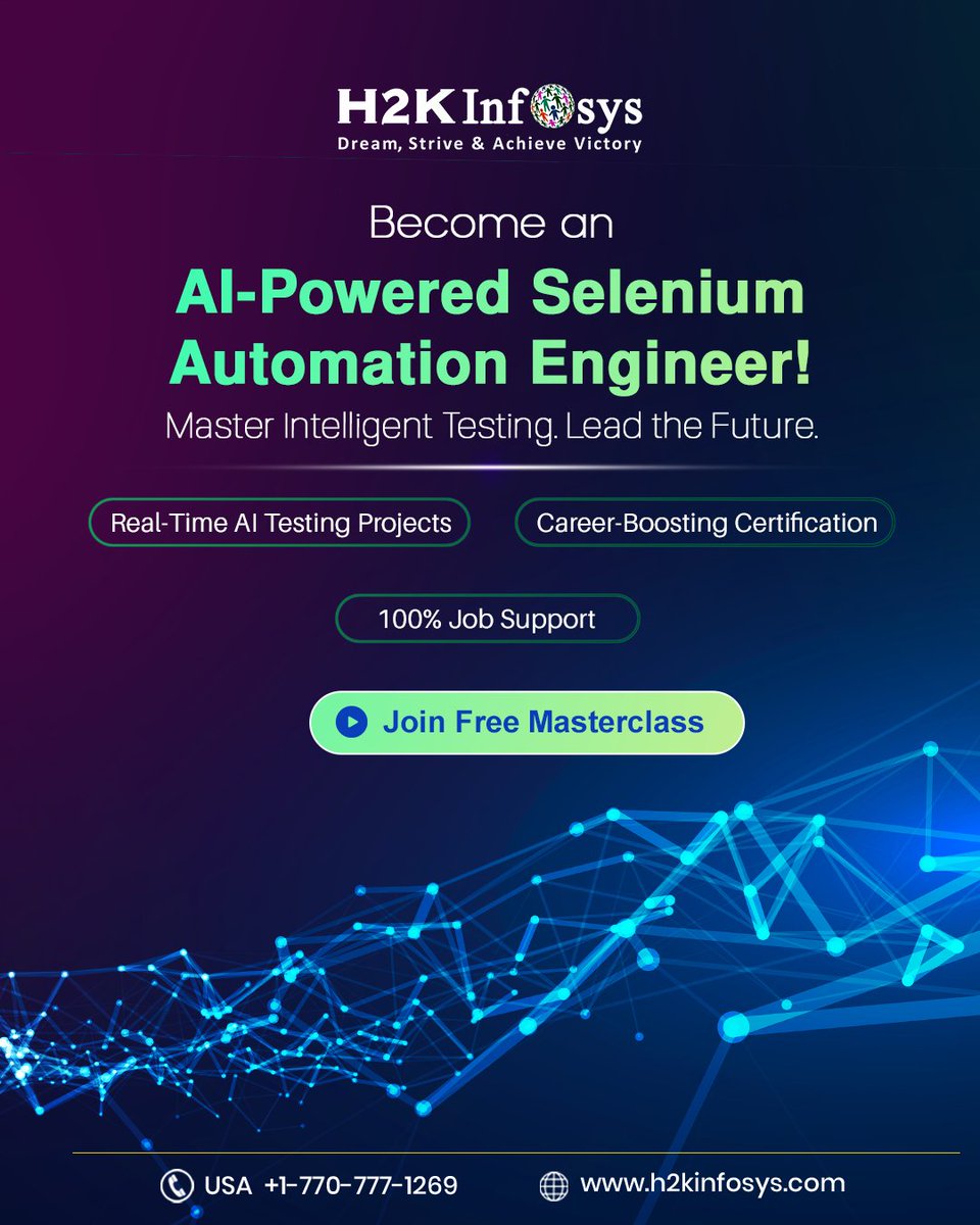 h2kinfosys's tweet image. 🚀 Become an AI-Powered Selenium Automation Engineer!
Master Intelligent Testing with AI + Selenium 💡
📞 +1 770-777-1269 | training@h2kinfosys.com
👉h2kinfosys.com/courses/seleni…
#Selenium #AutomationTesting #AITesting #H2KInfosys #QAEngineer #SeleniumCourse #TechTraining