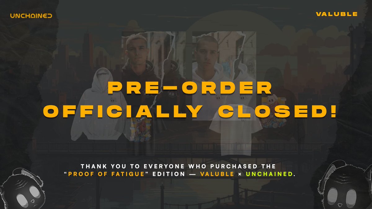 PRE-ORDER CLOSED.

Thank you to everyone who joined the Genesis Collaboration — “Proof of Fatigue” Edition.

Your support made this first collaboration drop unforgettable.

We’re now entering the production phase.
Each piece is being crafted, one fatigue at a time.