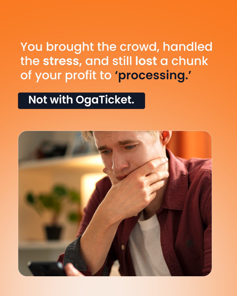 Ogaticket_'s tweet image. You brought the crowd, handled the pressure, and still lost a chunk of your profit to “processing”? 
It’s time to switch to OgaTicket — the platform built for event organizers, not against them.

#OgaTicket #eventorganizer #eventtech