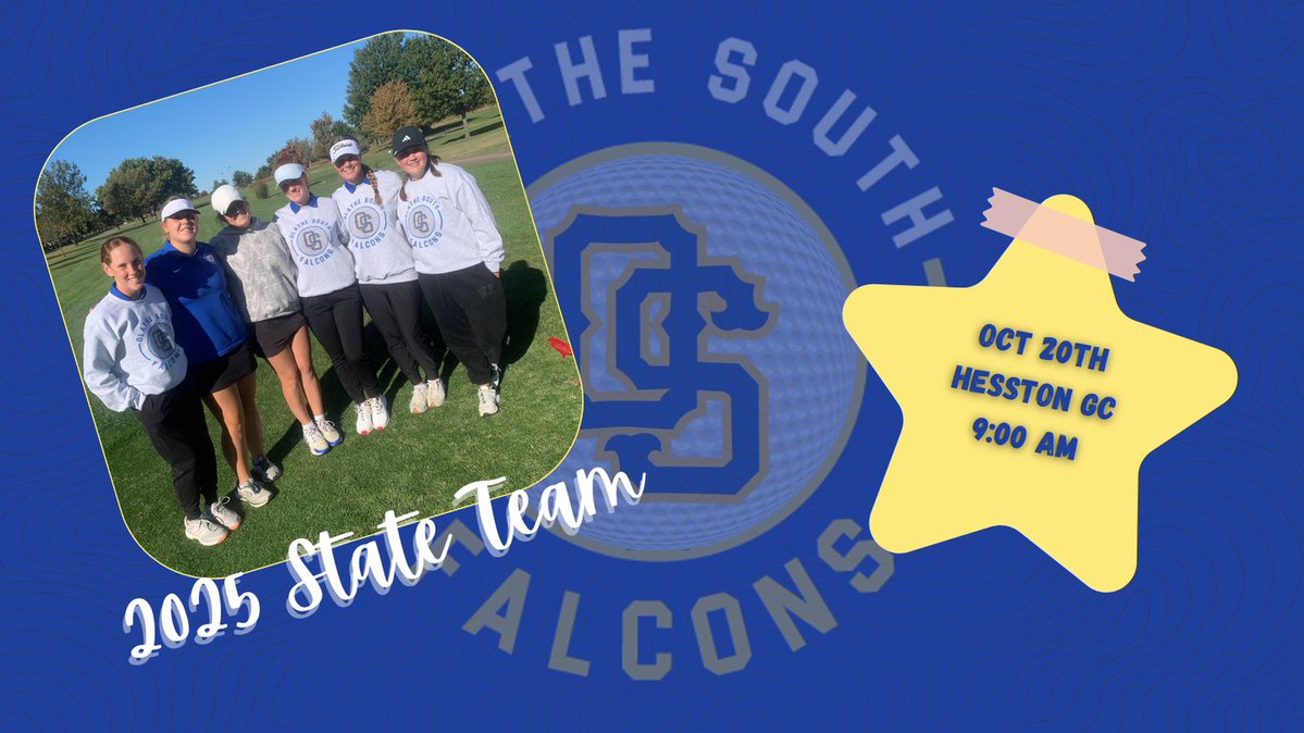 Olathe South Golf (@os_falcon_golf) on Twitter photo Kansas 6A State Tournament
Hesston Golf Course
Falcon Lineup (start on Hole 10):
Annika Whitcomb - 9:50
Reese McNeil - 10:00
Ashtyn Hamner - 10:10
Wrigley Leyden - 10:20
Bailey Farr - 10:30
Caroline Parks - 10:40
#OnePositive <a href="/ADMillerOS/">AD Miller</a> Kansas 6A State Tournament
Hesston Golf Course
Falcon Lineup (start on Hole 10):
Annika Whitcomb - 9:50
Reese McNeil - 10:00
Ashtyn Hamner - 10:10
Wrigley Leyden - 10:20
Bailey Farr - 10:30
Caroline Parks - 10:40
#OnePositive <a href="/ADMillerOS/">AD Miller</a>