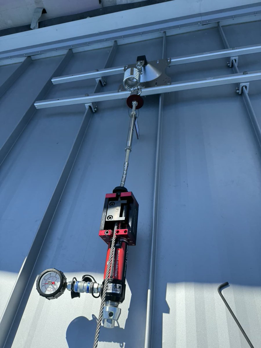 KStrongInc's tweet image. Day 3 at Fire Station 4, Tyndall AFB! The engineered posts are secured, and we're pulling the HLL lifeline cable—the core of this reliable fall protection system. Get a quote: systems@kstrong.com.
#KStrong #FallProtection #Safety #HLL #TyndallAFB @OSHA_DOL @ansidotorg
