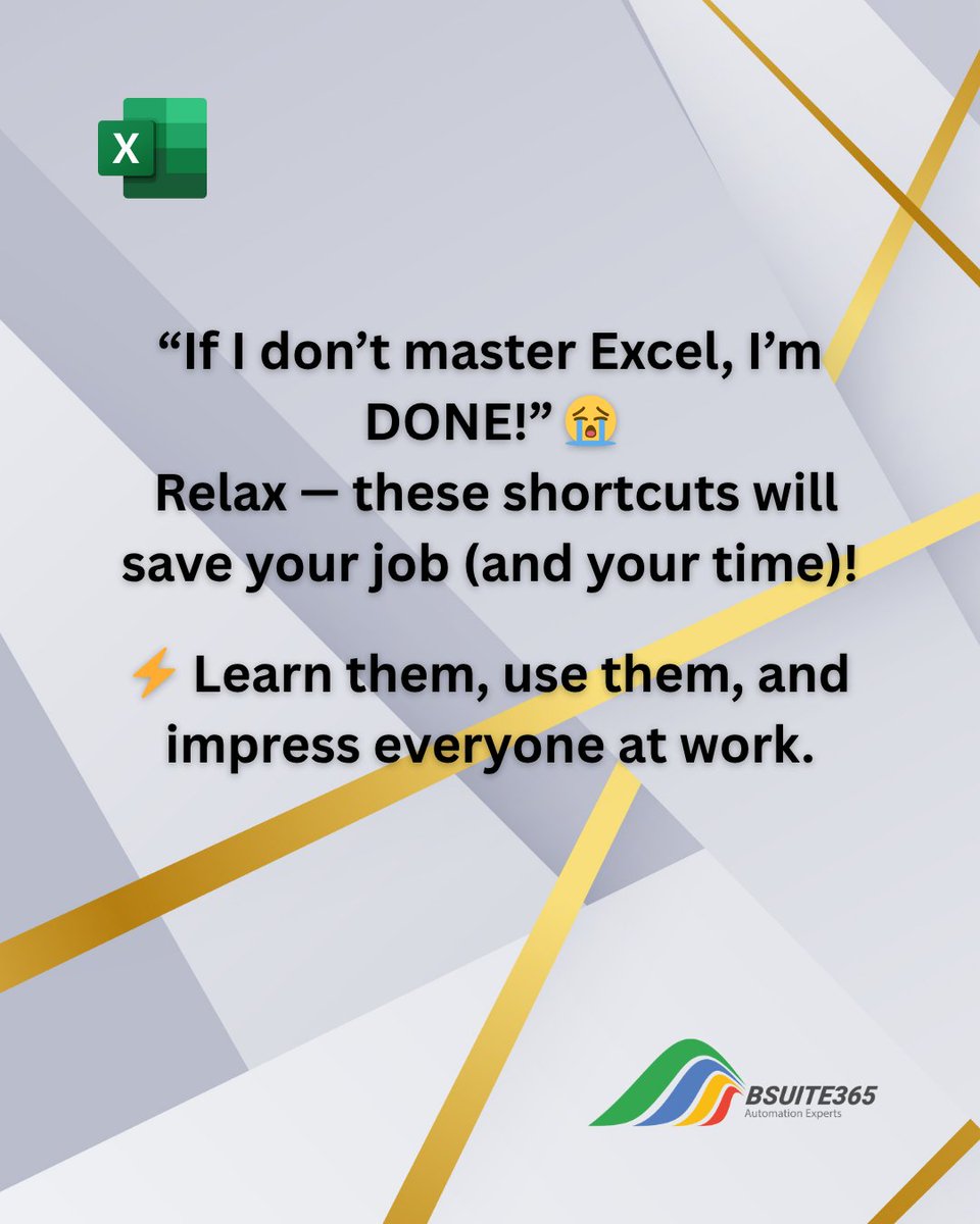 bsuite365's tweet photo. ⚙️ Work smarter, not harder.

 These shortcuts can cut your Excel time in HALF!
🔗 https://t.co/hncn1LmZow
📞 Phone: +1 (888) 359-1841
📧 Email: sales@bsuite365.com
#ExcelTips #ExcelTraining #Microsoft365 #BSuite365 #WorkSmarter #ExcelShortcuts #OfficeProductivity #ExcelPro https://t.co/KrtxN0MQf8