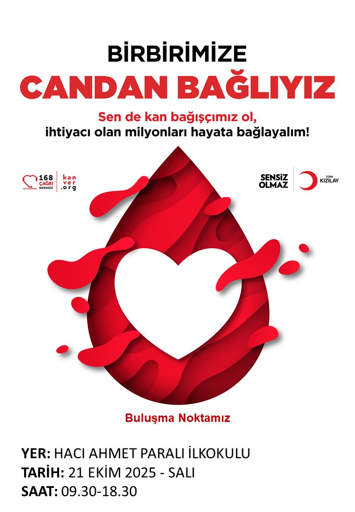 HacParal's tweet photo. Hacı Ahmet Paralı İlkokulunda 21 Ekim 2025 Salı günü saat 09.30-18.30 saatleri arasında kan bağışı toplama kampanyası vardır.Kan bağışında bulunmak isteyen velilerimizi  okulumuza davet ediyoruz. https://t.co/UjZo9YUvnb