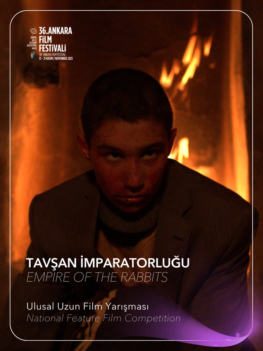AnkaraUFF's tweet image. Seyfettin Tokmak’ın yönettiği ve senaryosunu kaleme aldığı “Tavşan İmparatorluğu” 36. #AnkaraFilmFestivali’nin Ulusal Uzun Film Yarışması’nda! 🎬💜

#36AnkaraFF #AnkaraFF2025