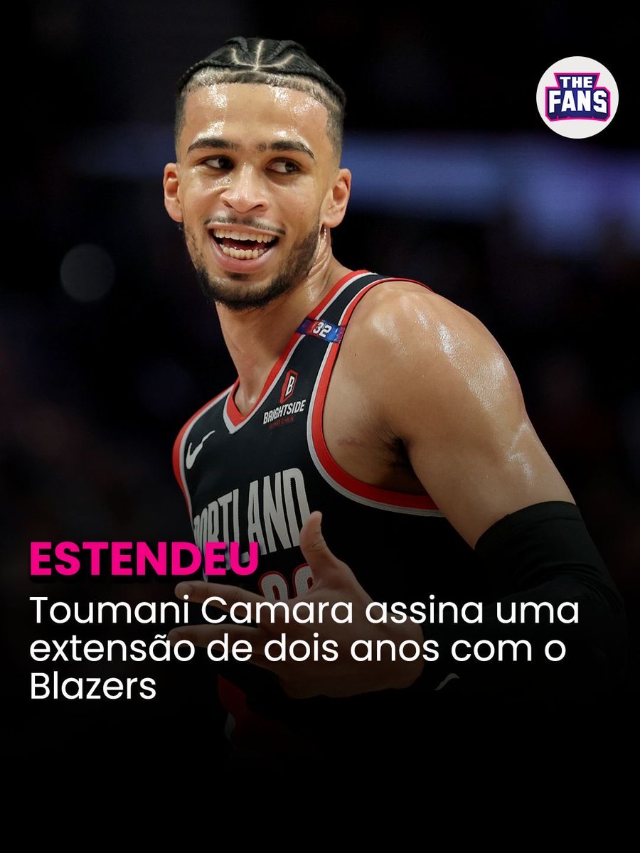 bsktcombr's tweet photo. O Portland Trail Blazers concordou com uma extensão de quatro anos e US$ 82 milhões com Toumani Camara, relata Shams Charania da ESPN. https://t.co/oqgzu41sUy
