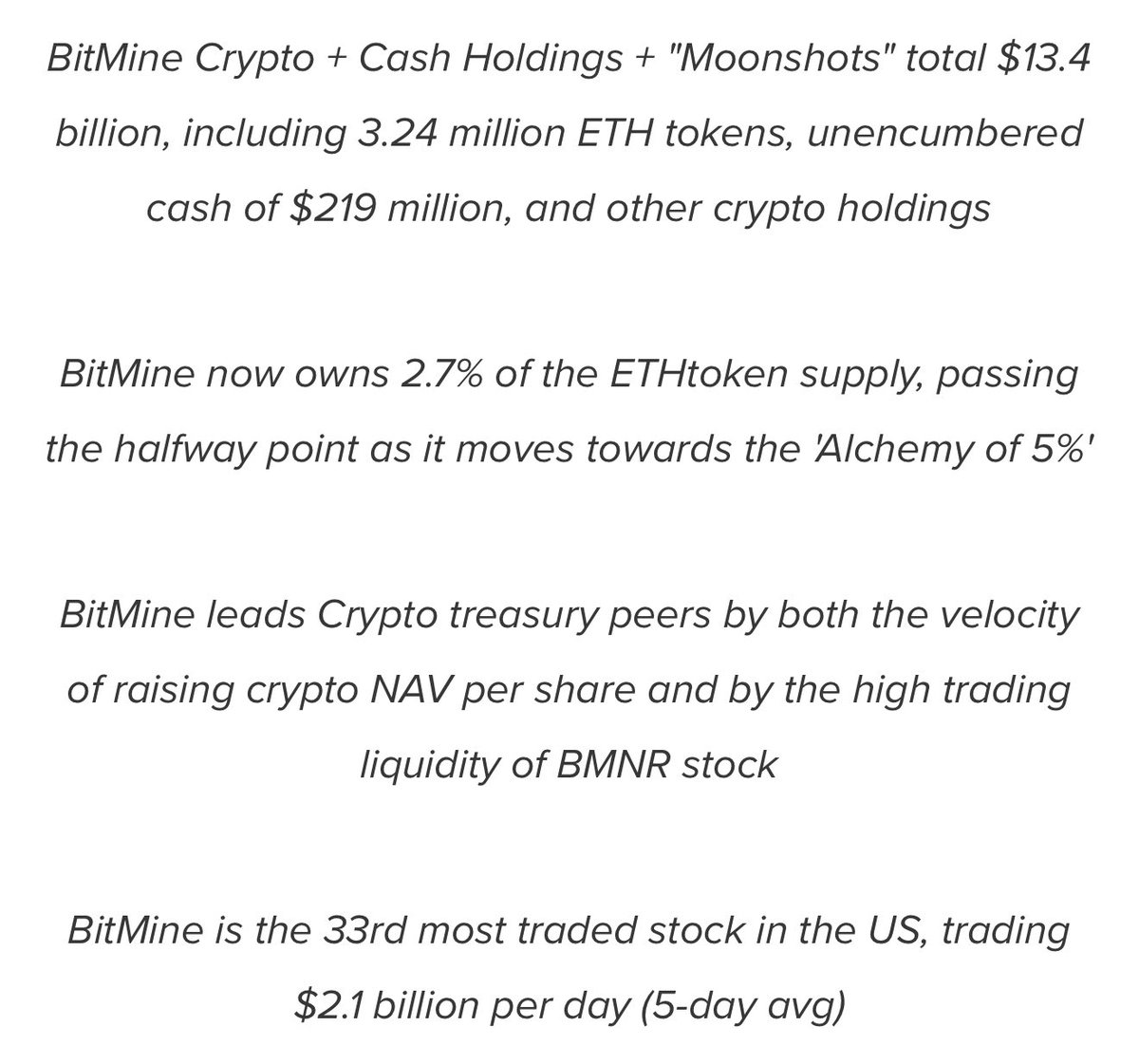 BMNR $ETH Bitmine buys 203,826K Ethereum over the last week and now own  3.2M total ETH. Tom Lee: 
