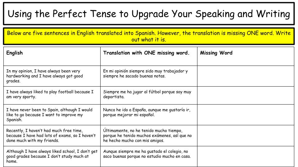 RobbieFarr2's tweet image. Last year, I placed a heavy focus on mastery of the perfect tense with a  group of Y11 students who achieved highly. Activities such as these were really instrumental in this process. Free download:

tes.com/teaching-resou…

#mfl #mfltwitterati #edutwitter #gcsespanish