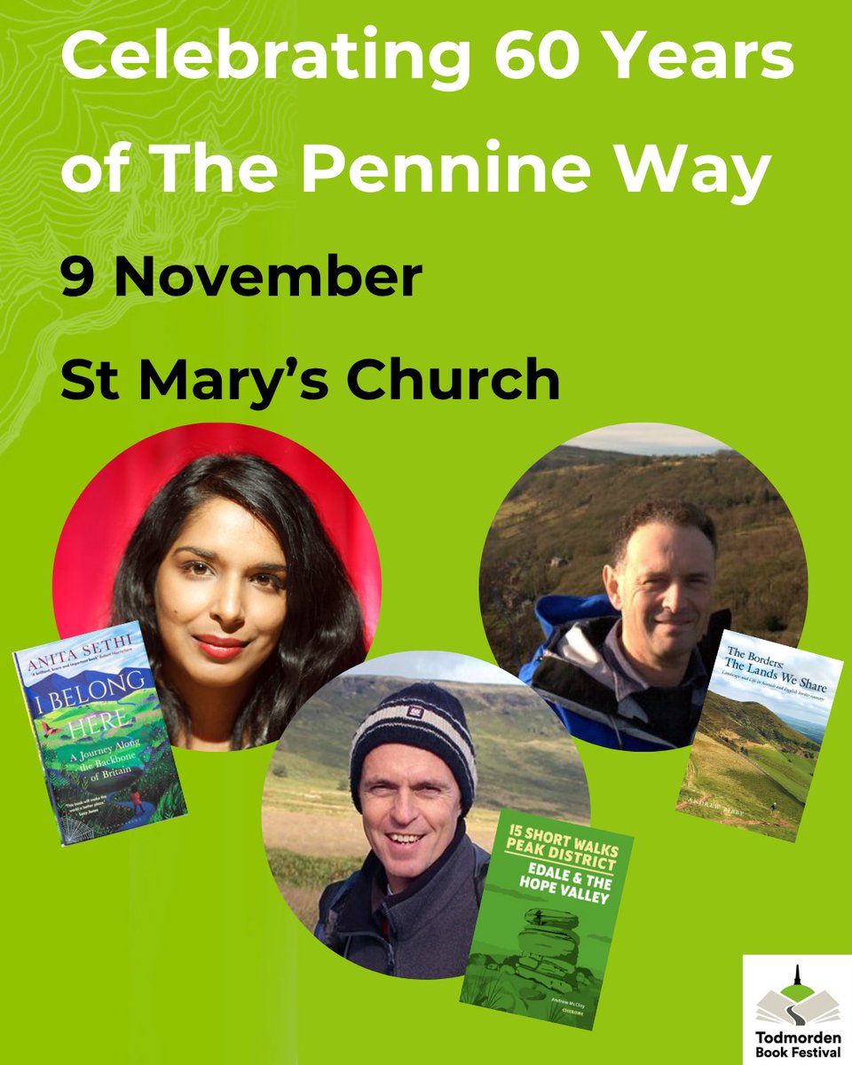 🥾 Celebrate 60 years of the Pennine Way! Join us Sunday 9 Nov at St Mary’s Church #Todmorden with Andrew Bibby, <a href="/PeakMcCloy/">Andrew McCloy</a> &amp; <a href="/anitasethi/">Dr Anita Sethi 🍃</a> - 3 extraordinary voices on walking, landscape &amp; belonging.
#PennineWay60 #NatureWriting #BookFestival
ticketsource.co.uk/todmorden-book…