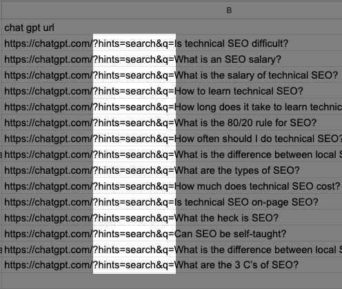 chris_nectiv's tweet image. SEO Tip: The "?hints" parameter FORCES ChatGPT to search for a given query.
You can use ?hints + Excel to analyze ChatGPT's fan-out queries at scale:
