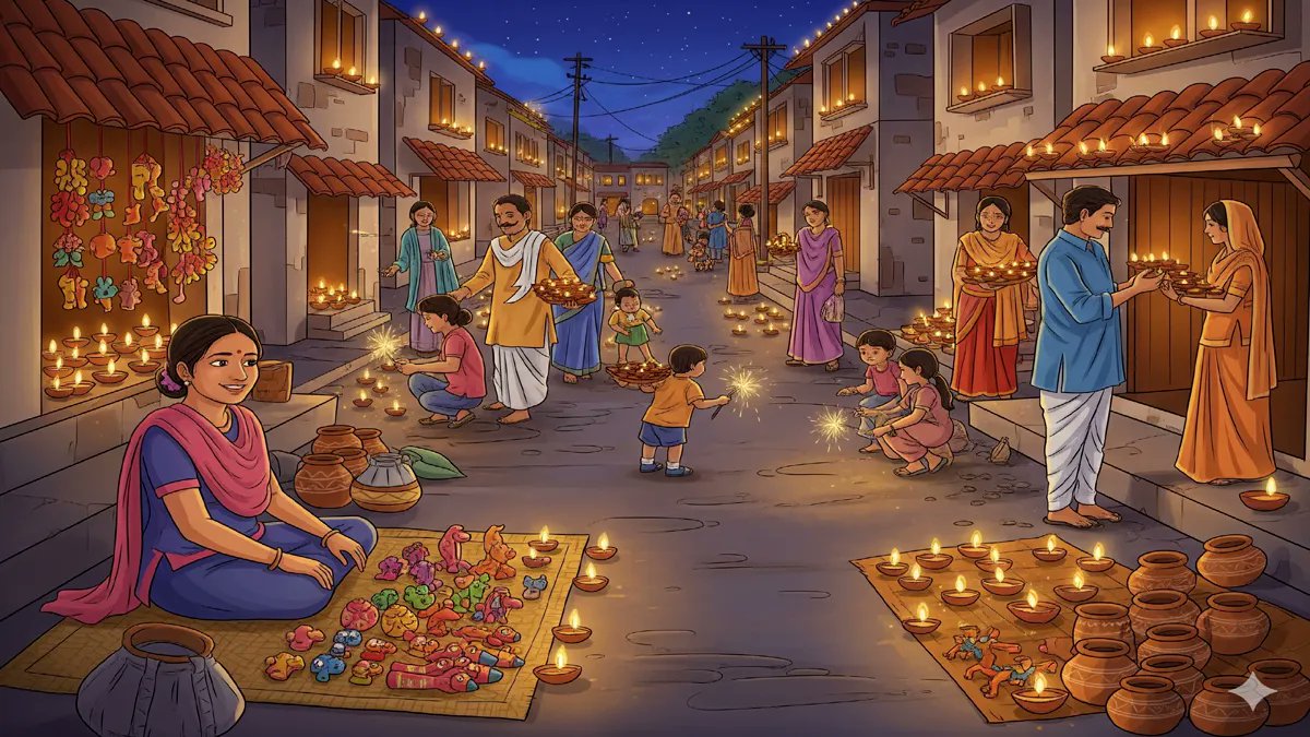 हो रहे हैं रात के दियों के हर सू एहतिमाम
सुब्ह से जल्वा नुमा है आज दीवाली की शाम,

हो चुकी घर घर सपेदी धुल रही हैं नालियाँ
फिरती हैं कूचों में मिट्टी के खिलौने वालियाँ,

भोली भाली बच्चियाँ चंडोल पापा कर मगन
अपनी गुड़ियों के घरोंदों में सजी है अंजुमन..!!