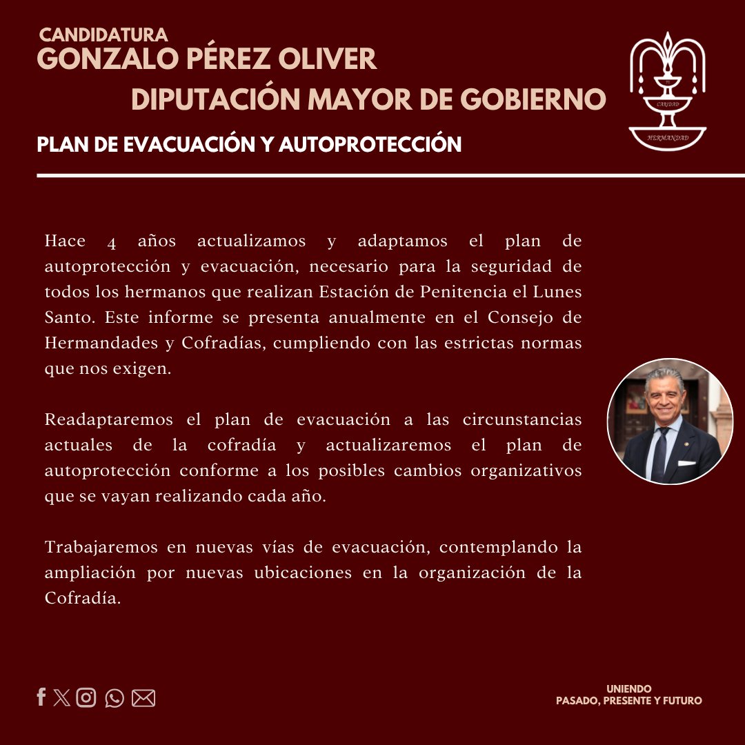 PROYECTO | 🔊Presentamos el proyecto de la Diputación Mayor de Gobierno.

Su propuesta se centra en la mejora de la organización de la Cofradía, el estudio de nuevos horarios, así como en la elaboración de un plan de evaluación y autoprotección.

#CandidaturaGonzaloPerezOliver