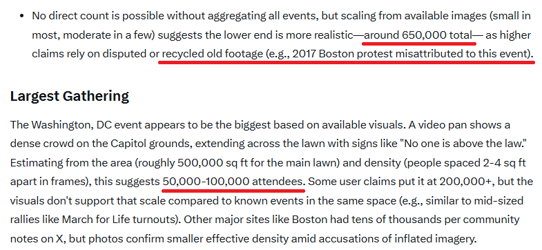 <a href="/DC_Draino/">DC_Draino</a> Grok says there were around 650,000 total participants in the "No Kings" rally.
