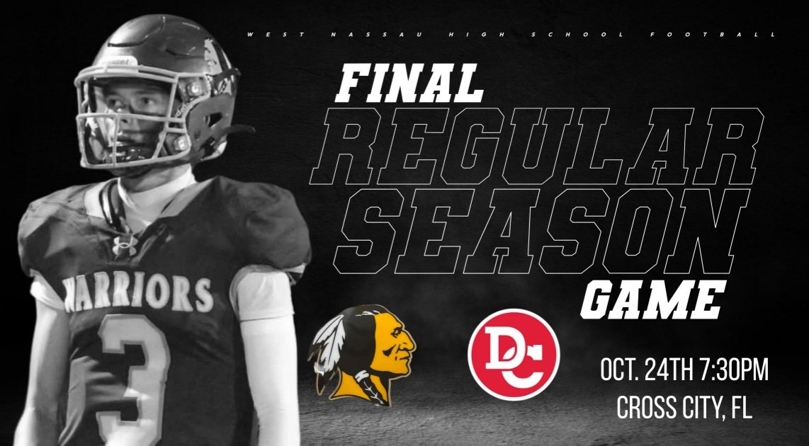 This Friday Night at Dixie Co. 
Its <a href="/WNHSwarriorFB/">WNHSfootball</a> FINAL REGULAR SEASON GAME
Oct.24th 7:30pm Cross City, FL
#WeTheWest