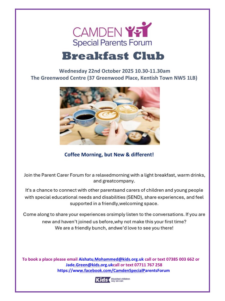 Join us this Wednesday for breakfast at the Greenwood Centre, DM/text/email. We would love to have you!