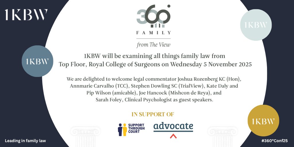 We are looking forward to hosting our second full day 360° Family Law Conference at The View, RCS on 5th November in aid of @Advocate and <a href="/SupportTCourt/">Support Through Court</a> . The conference is full, however there might be some last minute cancellations, so do contact us if you would like to be added