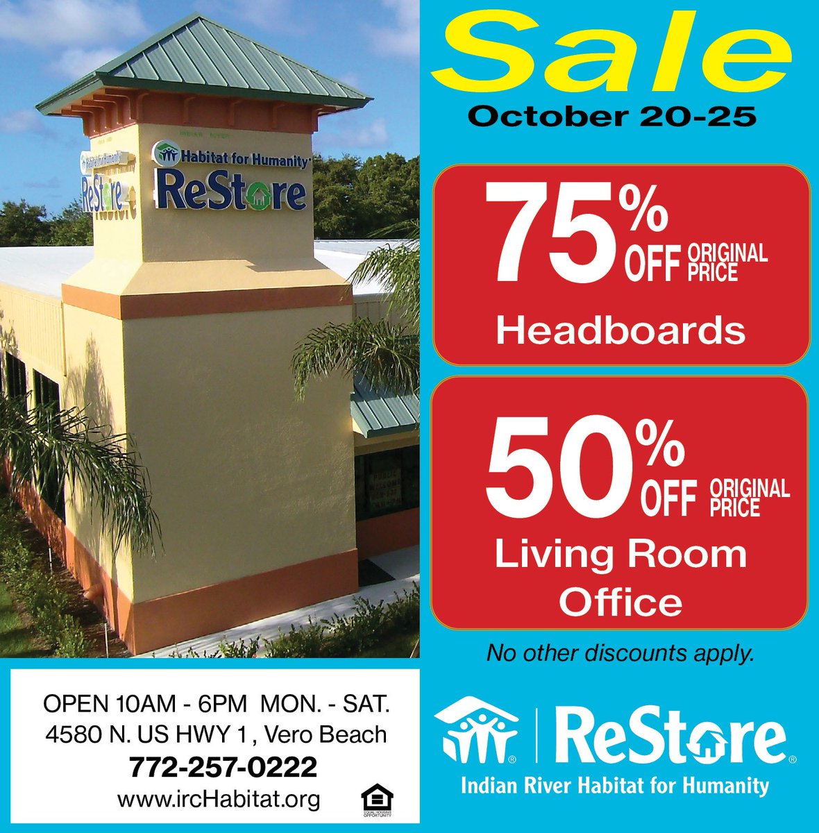 IRCHabitat's tweet image. WOW! What savings:
75% off Headboards (soo many great options)
50% off living room AND office!! Simply incredible savings!
Hurry in now to SAVE BIG and support your community.
#ircrestore #supportyourcommunity