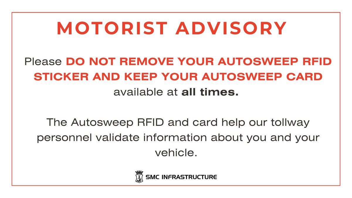 OfficialSLEX's tweet image. #AutosweepRFID #Skyway #SLEX #SMCTollways
