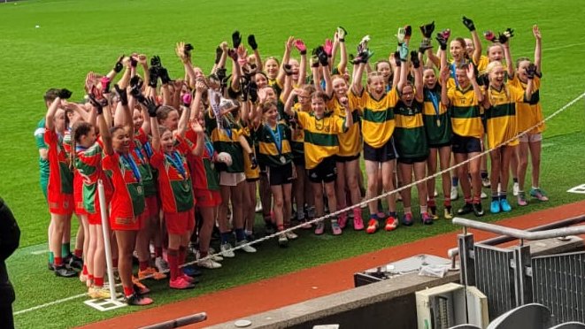 Comhscór iontach ag na cailíní inniu i bPáirc an Chrócaigh, an-bhuíoch de Mhúinteoir Colleen as iad a ullmhú. Buíochas ar leith ag dul d'oifigigh <a href="/CnmbDublin/">CnmB Dublin</a> as obair na gcapall a dhéanamh chun na cluichí seo a reáchtáil.