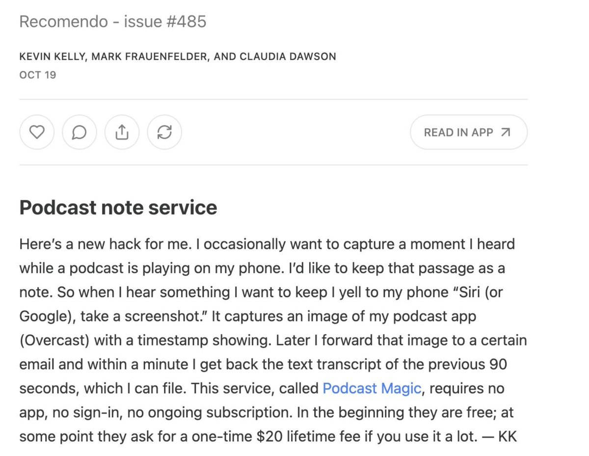 sariazout's tweet photo. Kevin Kelly wrote about @getpodcastmagic in his newsletter!!! https://t.co/EQRGs8TuUU