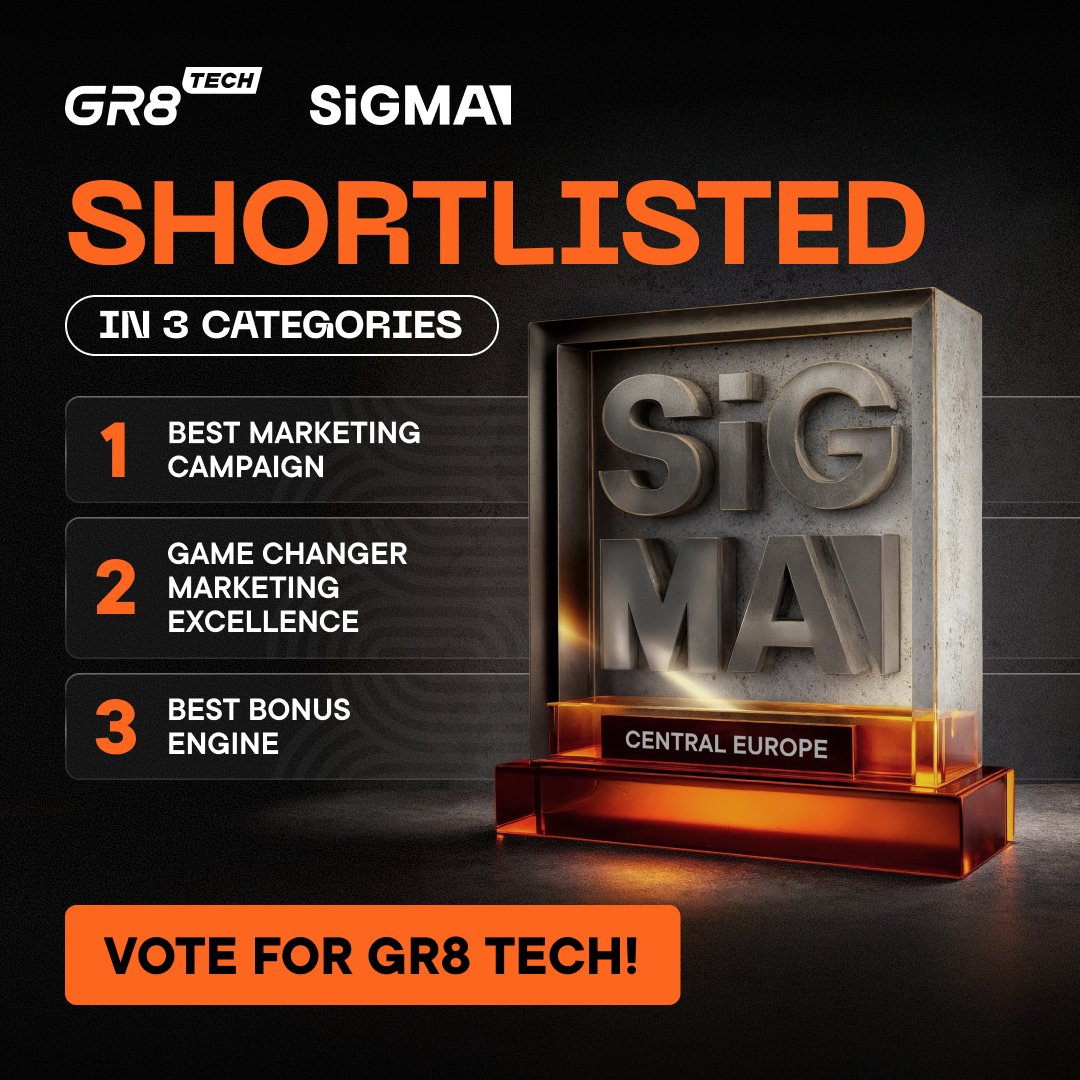 GR8 Tech is shortlisted in three categories at the SiGMA Central Europe Awards! 🏆

 🔥 Best Marketing Campaign (The Heavyweight Club)
 🔥 Game Changer Marketing Excellence (Oleksandr The GR8 Tech)
 🔥 Best Bonus Engine

Your vote can make the difference — support GR8 Tech before