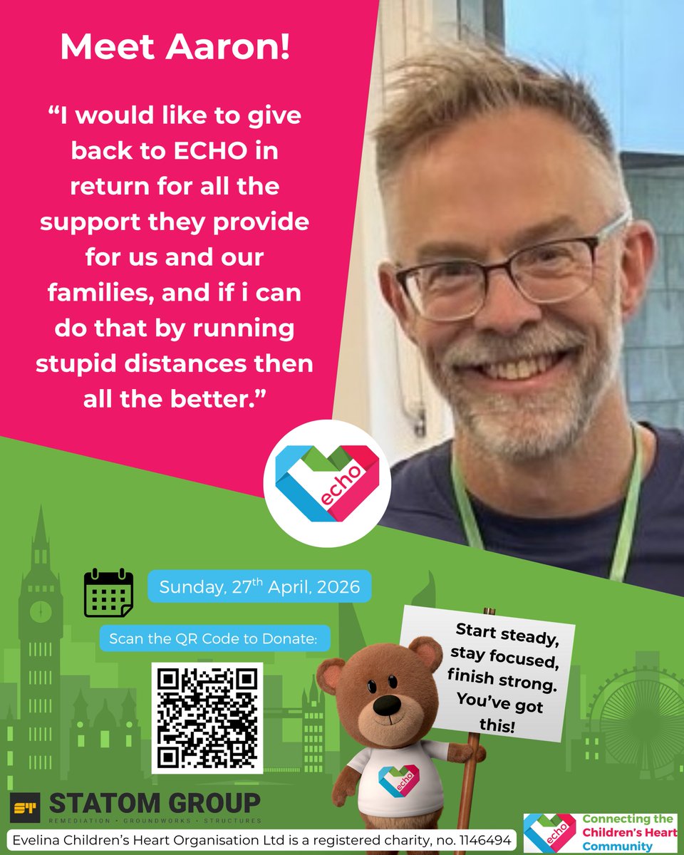 ECHO (@echoukcharity) on Twitter photo Introducing the next member of our team…we are proud to introduce Aaron, one of team ECHO’s amazing runners for the 2026 London Marathon!❤️
Thank you to Statom for sponsoring our team.
Support Aaron’s marathon journey and ECHO by following this link 👉 2026tcslondonmarathon.enthuse.com/pf/aaron-bell Introducing the next member of our team…we are proud to introduce Aaron, one of team ECHO’s amazing runners for the 2026 London Marathon!❤️
Thank you to Statom for sponsoring our team.
Support Aaron’s marathon journey and ECHO by following this link 👉 2026tcslondonmarathon.enthuse.com/pf/aaron-bell