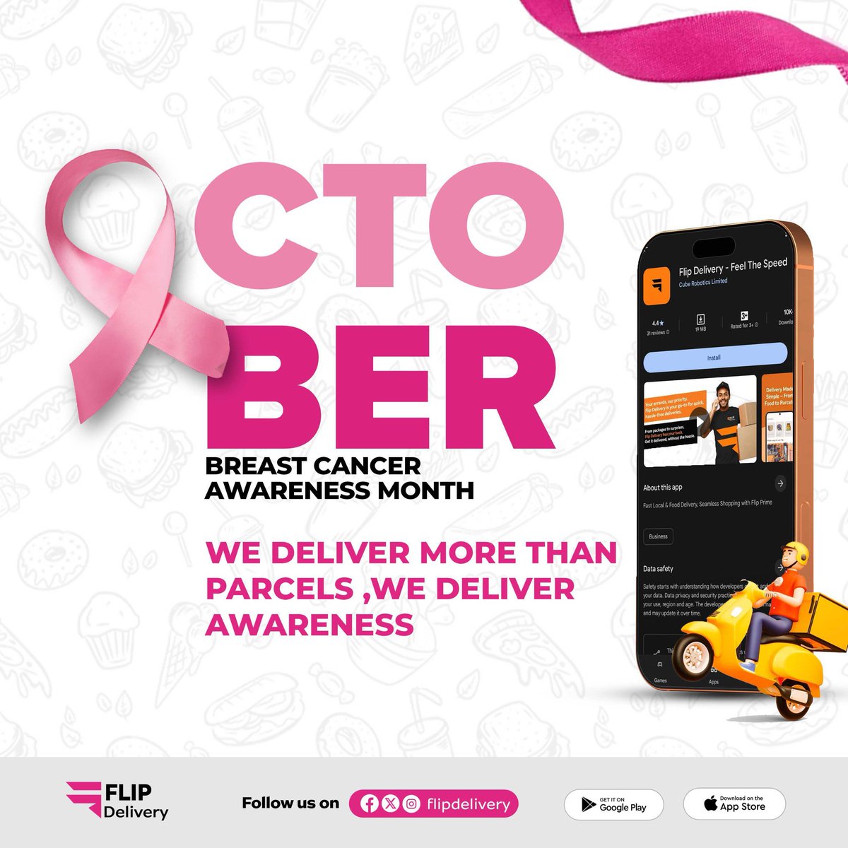 FlipDelivery's tweet photo. This October, Flip Delivery goes beyond parcels — we deliver awareness. 💖
Let’s stand together in the fight against breast cancer.
#BreastCancerAwarenessMonth #FlipDelivery #WeDeliverAwareness https://t.co/8tFyTY9zk3