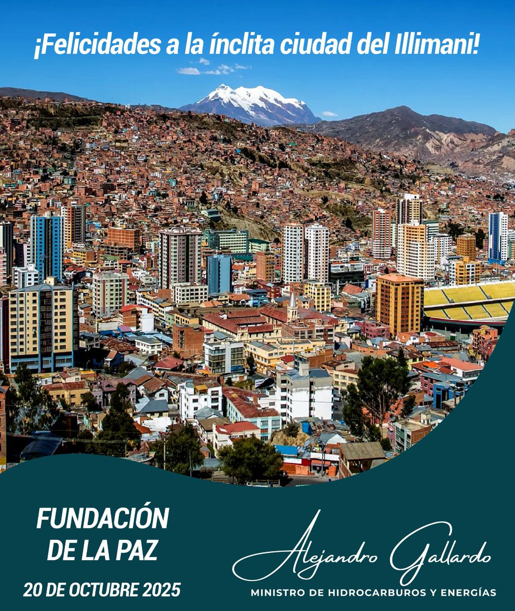Con mucho cariño saludo a la ciudad de La Paz en su aniversario de fundación. Su historia, su diversidad y el empuje de su gente la convierten en un ejemplo de fuerza y unidad. 

¡Felicidades, La Paz, y a todo su pueblo en este día tan especial!