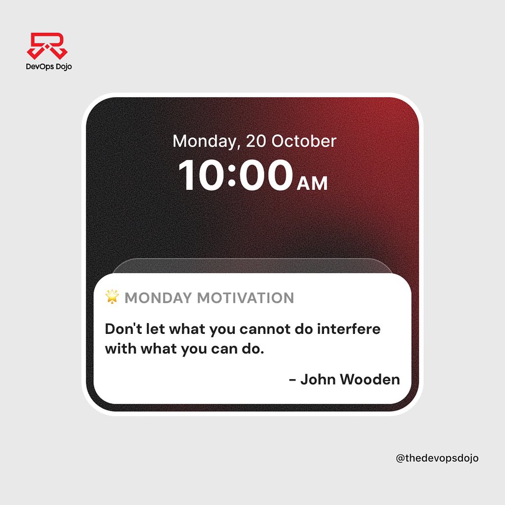 thedevopsdojo's tweet image. The best time to start was yesterday, the next best time is today.
Don’t let another year pass wishing you had begun. Take that step now.
#MondayMotivation #DevOpsDojo