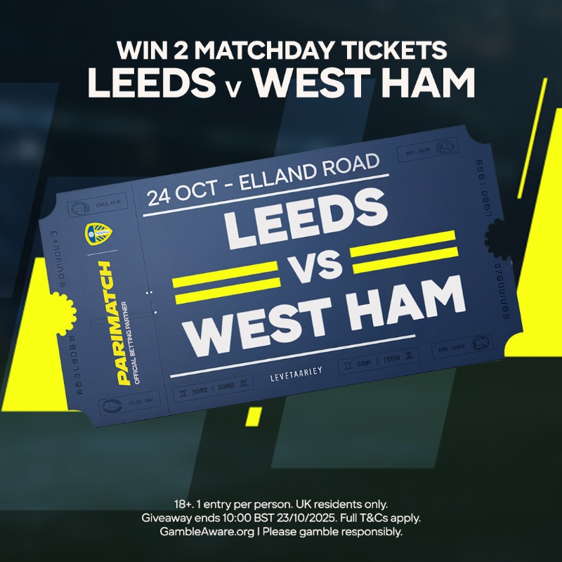 ParimatchUK's tweet photo. 💙🤍💛Leeds Ticket Giveaway!💙🤍💛

🗣️Calling all Leeds United Fans! 

We want to send some of to Friday nights game at Elland Road against West Ham...

To enter:

🖱️ Follow @ParimatchUK
🔁 Retweet this post

T&amp;Cs apply

#LUFC #MOT