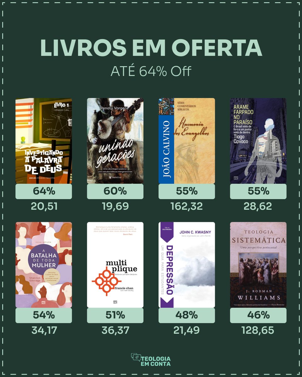 TeologiaEmConta's tweet photo. 📚 LIVROS EM OFERTA - ATÉ 64% OFF
🔥 Confiram nossa lista abaixo!
➡️ https://t.co/eS7jJolJzE

📖 Livros e Ebooks é no Teologia Em Conta  
— Telegram ➡️ https://t.co/gtwRH7aQd8                                              
— Whatsapp ➡️ https://t.co/WDREJiN6Es https://t.co/Qy7B1IzkkA