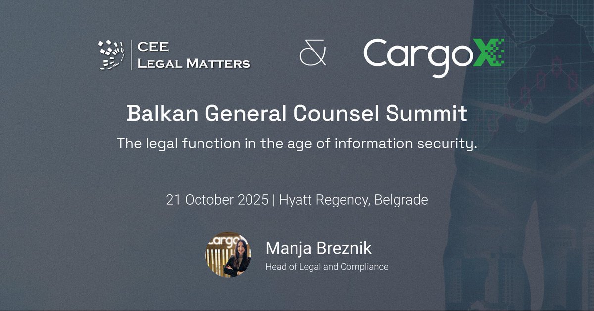 Manja Breznik will speak at the Balkan General Counsel Summit, organised by CEE Legal Matters. 

Taking place at the Hyatt Regency in Belgrade on October 21st, her topic is “The Legal Function in the Age of Information Security.”

We hope to see you there.
#LegalTech #DataPrivacy