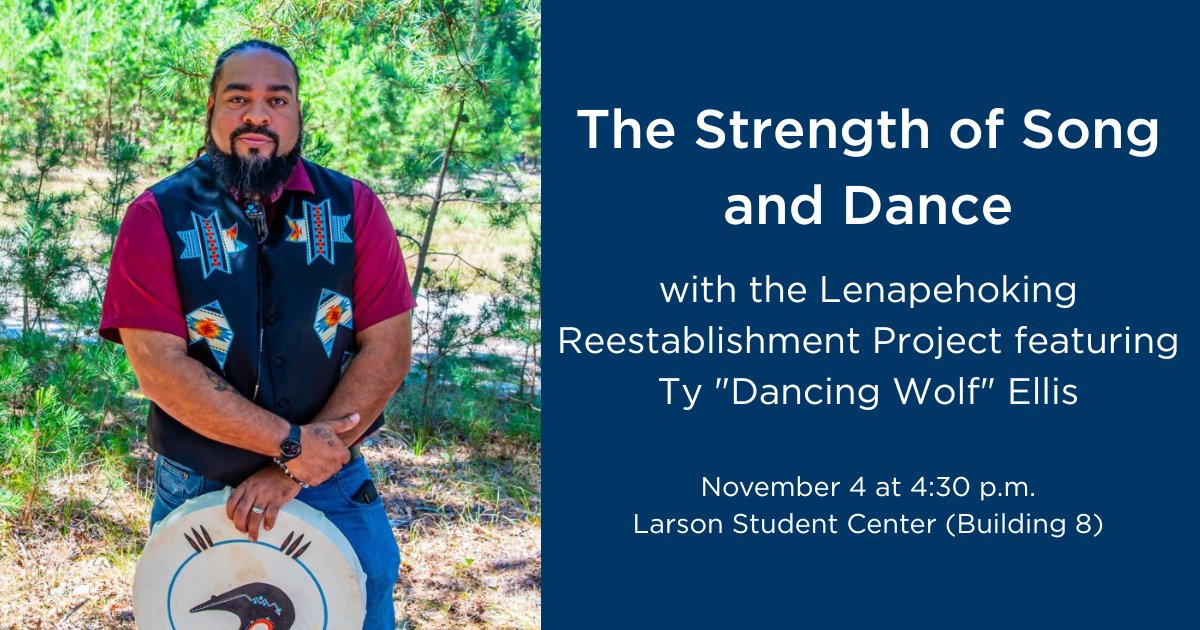 Experience the power of Indigenous culture with Ty “Dancing Wolf” Ellis in "The Strength of Song and Dance" on November 4 at 4:30 p.m. in the Larson Student Center (Building 8). Questions? Email Justin Pfeifer at jpfeifer@ocean.edu. #MyOcean