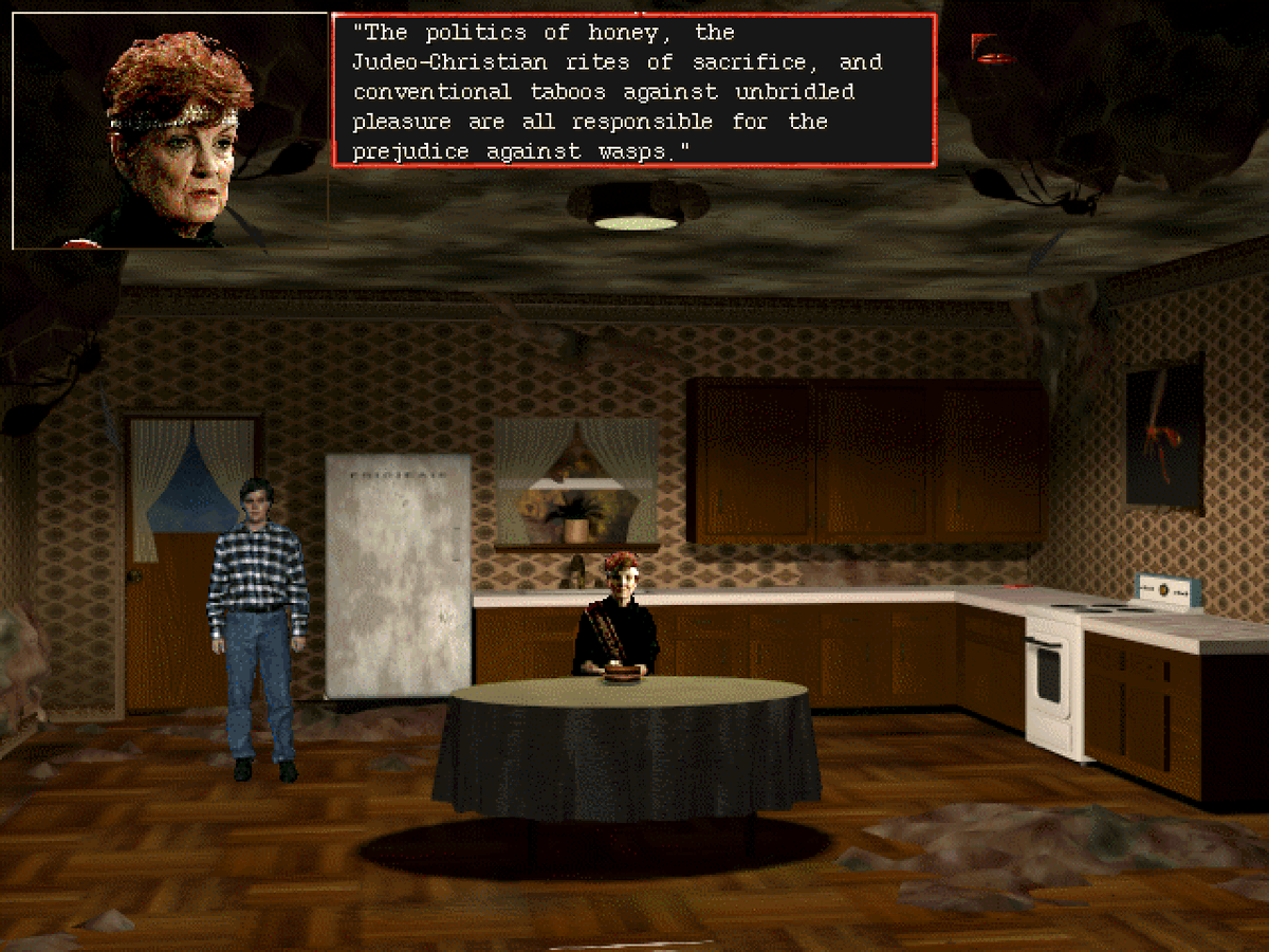 Harvester (1996) by DigiFX Interactive

Back then, we thought the future of video game graphics was digitalized pictures. In the golden age of FMVs, Harvester was one of my favorites with its awesome B movie vibes. You could attack every NPCs. Pretty unique for a point and click.