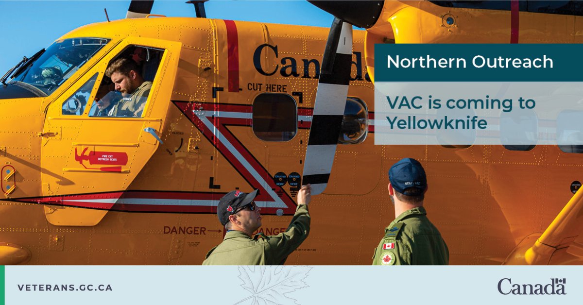 We’re coming to #Yellowknife October 28 to 29 to talk with Veterans, RCMP members, CAF members, Canadian Rangers and their families. Call 1-866-522-2122 for an appointment.  

ow.ly/LaG050XeTir  

📷: Sailor 1st Class Patrice Harvey

<a href="/CanadianForces/">Canadian Armed Forces</a>
<a href="/rcmpgrcpolice/">RCMP</a>