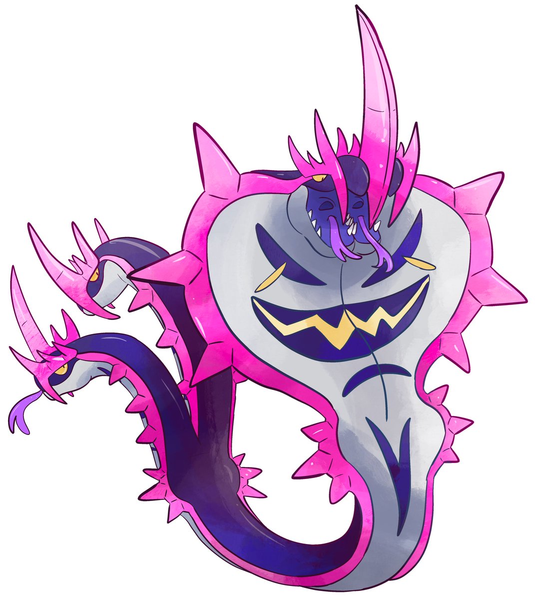 With an Opukramite, Mega Opukram grows more heads on the end of its tail allowing this Pokémon can flare and attack at all sides.
