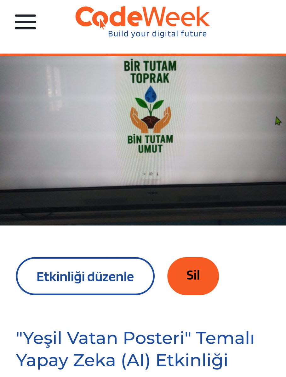 kale_ybo's tweet image. #codeweek kapsamında öğrencilerimiz #YeşilVatan temalı en az 1 tane slogan ürettiler. YAPAY ZEKA uygulamaları ile sloganlarını içeren afişler ürettiler. afişlerin çıktılarını alıp panoda sergilediler.
#mebyegitek
#codeweekturkiye
@ArgeDenizli @kalemem20 @SezerrK