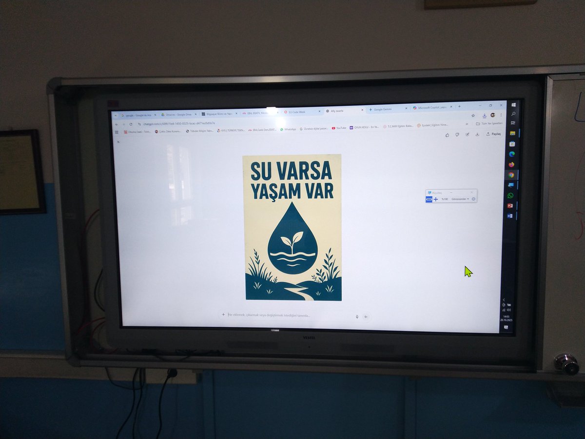 kale_ybo's tweet image. #codeweek kapsamında öğrencilerimiz #YeşilVatan temalı en az 1 tane slogan ürettiler. YAPAY ZEKA uygulamaları ile sloganlarını içeren afişler ürettiler. afişlerin çıktılarını alıp panoda sergilediler.
#mebyegitek
#codeweekturkiye
@ArgeDenizli @kalemem20 @SezerrK