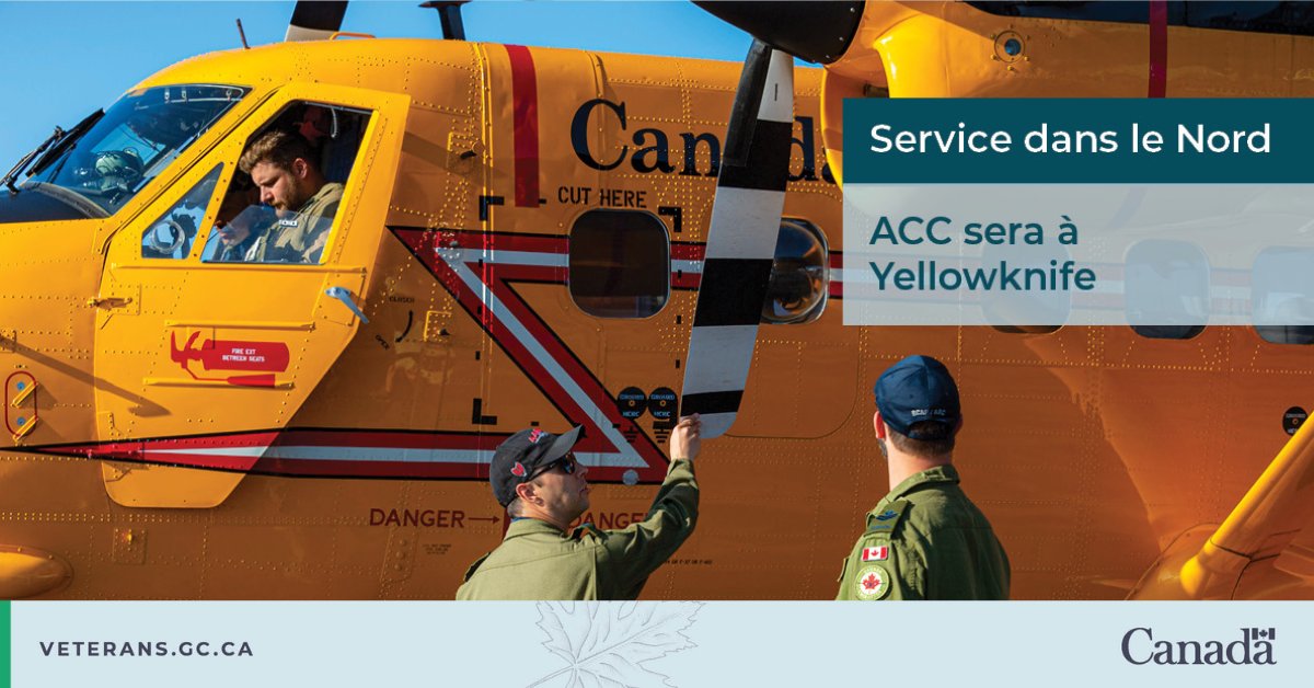 Nous serons à #Yellowknife du 28 au 29 octobre pour parler aux vétérans et vétéranes, aux membres de la GRC, aux membres des FAC, y compris les Rangers canadiens et à leurs familles. Pour prendre rendez-vous, composez le 1-866-522-2022.

ow.ly/9mni50XeTwo