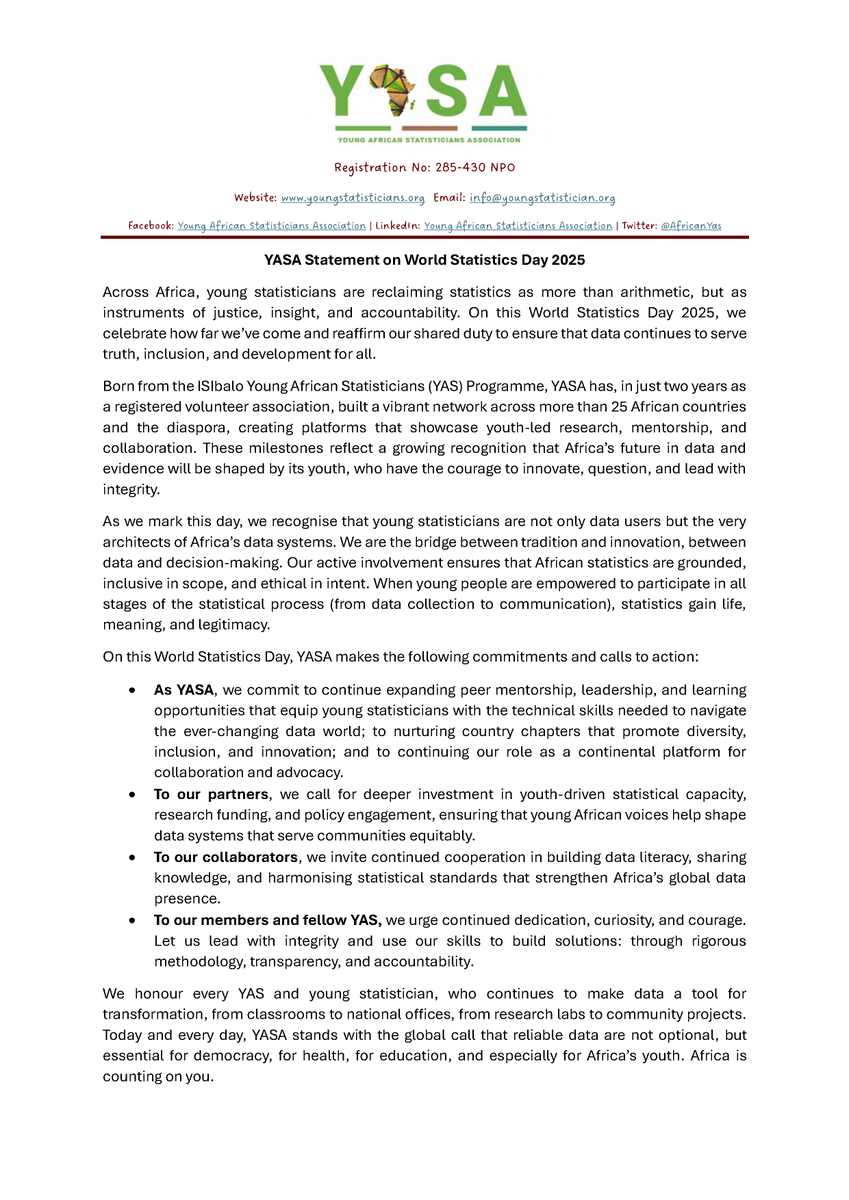 Young African Statisticians Association (YASA) tweet media