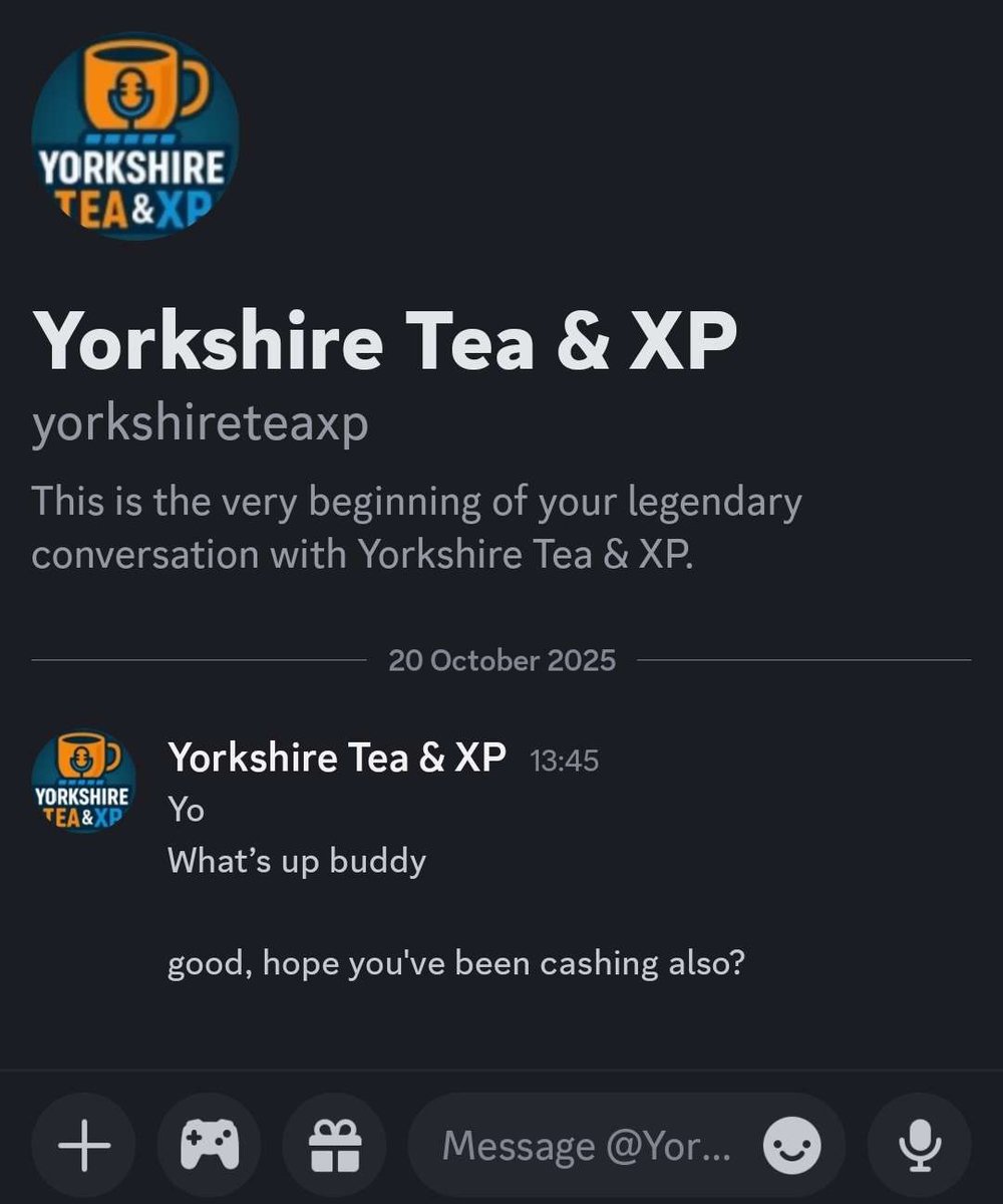 ⚠️ Fake YTXP Account on Discord

Someone is impersonating Yorkshire Tea &amp; XP on Discord, this is not us!

YTXP messages will only ever come from rootcoors, BigMrK14 or BruceL33t on their own accounts

Please report &amp; block the account and share for awareness

#PlayMFL #MFL #YTXP
