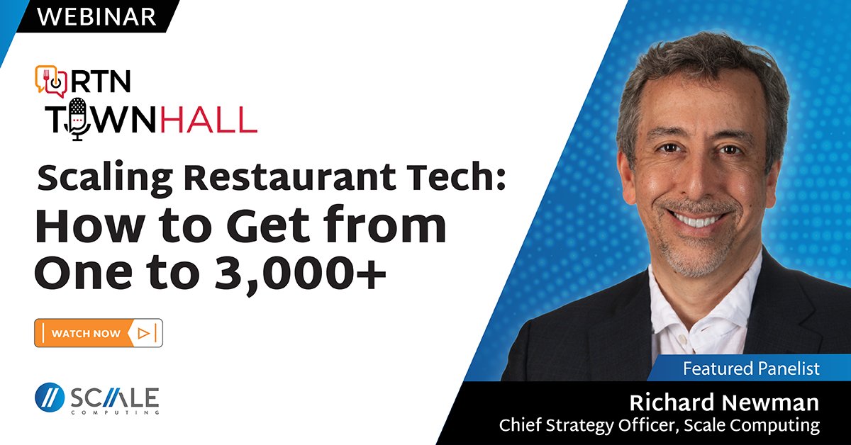 ScaleComputing's tweet image. In this RTN Townhall, Scale Computing's Chief Strategy Officer tackles opportunities in scaling #RestaurantTech! Whether you're looking to open your next location or expand to a franchise empire, the video is packed with actionable insights. Watch it here:
events.restauranttechnologynetwork.com/August2025