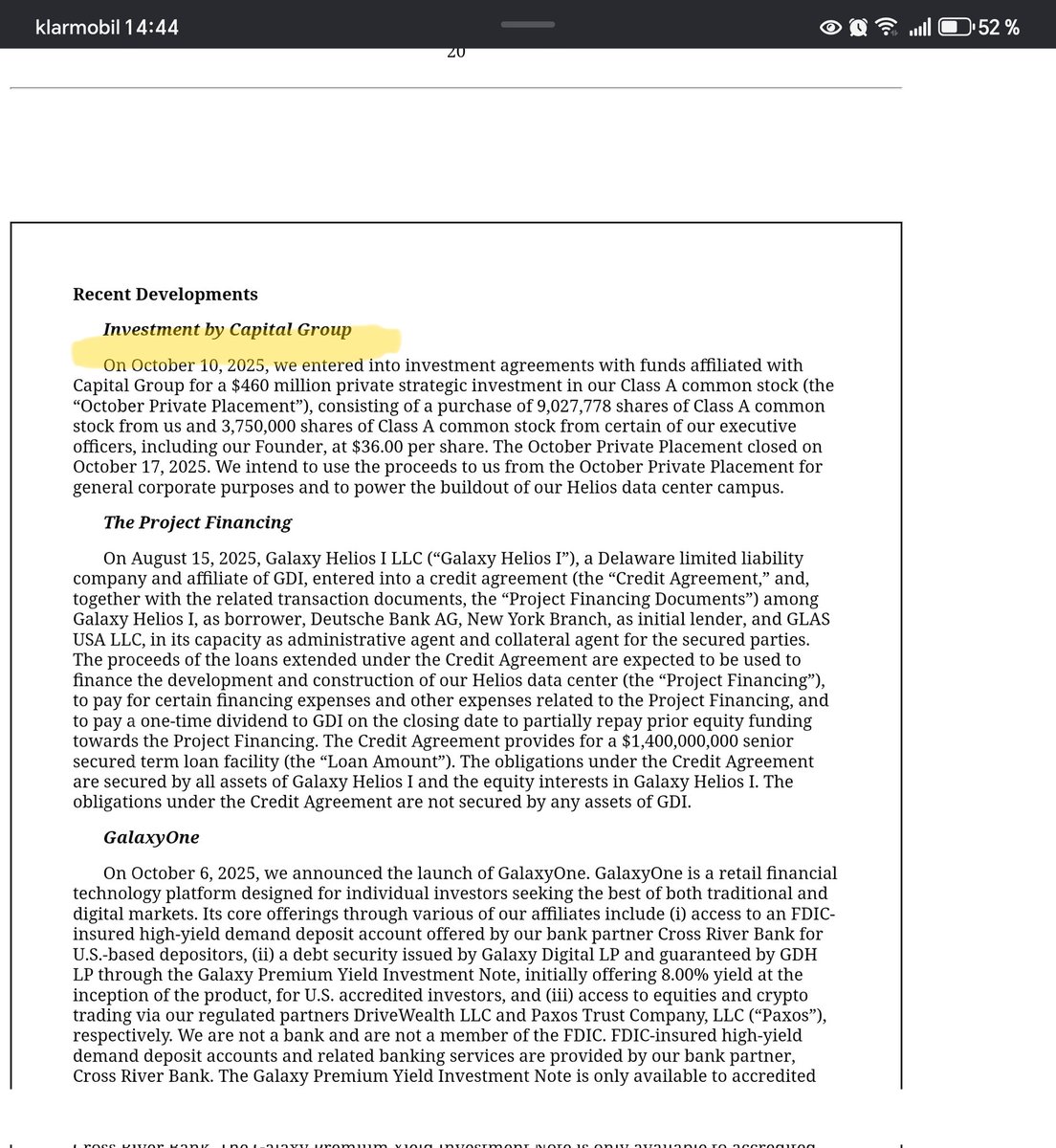 💼 Capital Group’s $460M Investment in Galaxy Digital

About Capital Group:
One of the world’s largest active asset managers, founded in 1931, managing over $3 trillion AUM.

Known for long-term, research-driven investments through its American Funds platform.

Notable stakes