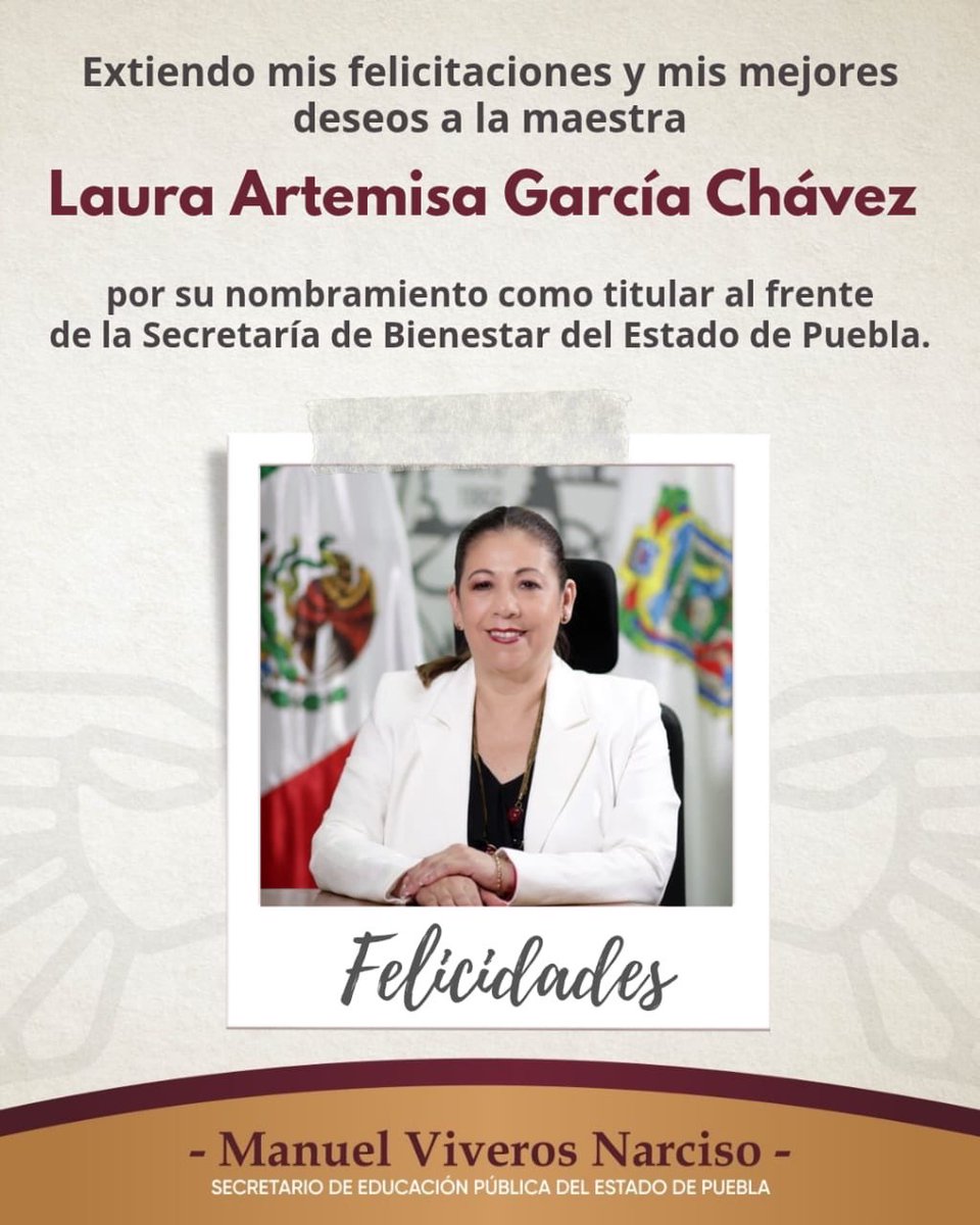 Su labor, experiencia y compromiso son clave para el éxito en su nueva encomienda. 

¡Felicidades <a href="/artemisa_laura/">Laura Artemisa Oficial</a>!