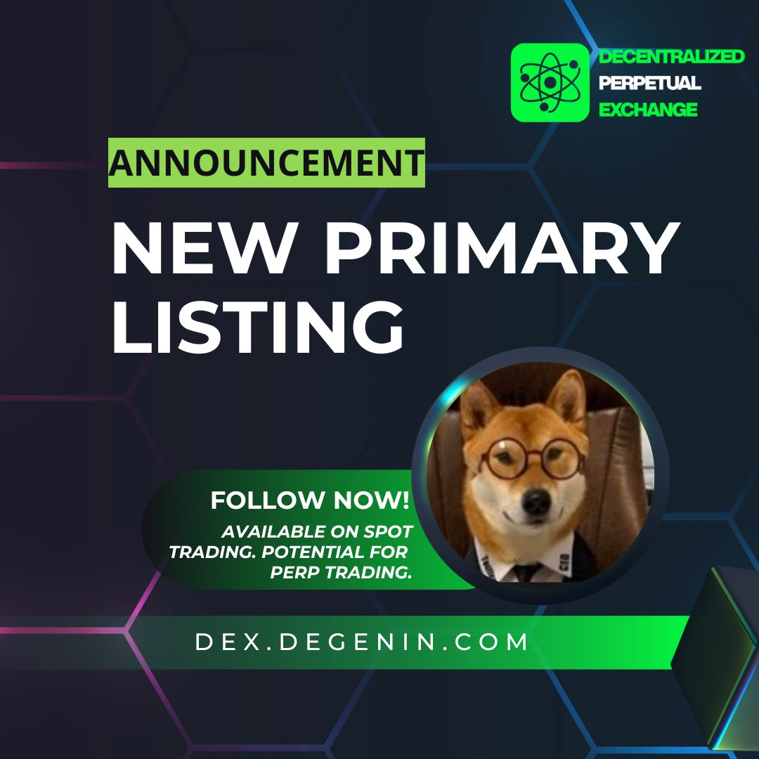 ⭐️Decentralized Perpetual Exchange is announcing exclusive primary listing for $FLOKI x.com/i/communities/…

✅Currently available on spot trading, with the potential to be listed on perpetual trading.

🔗Trade now: dex.degenin.com/spot/bsc/FL%C5…
 $ETH $pDGN