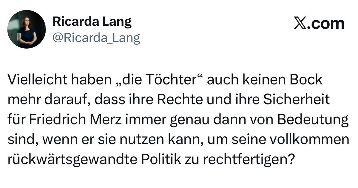 Waren es nicht die Grünen, die ganz heroisch extra U-Bahn-Wagons für Frauen in Berlin gefordert haben? Vielleicht haben die Töchter einfach keinen Bock mehr auf diese moralaposteligen, haltungsfesten Sprüche, die immer dann kommen, wenn die Realität kickt.